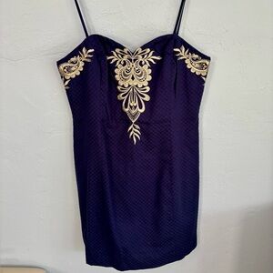 NWT Lilly Pulitzer Navy Blue & Gold Shift Dress